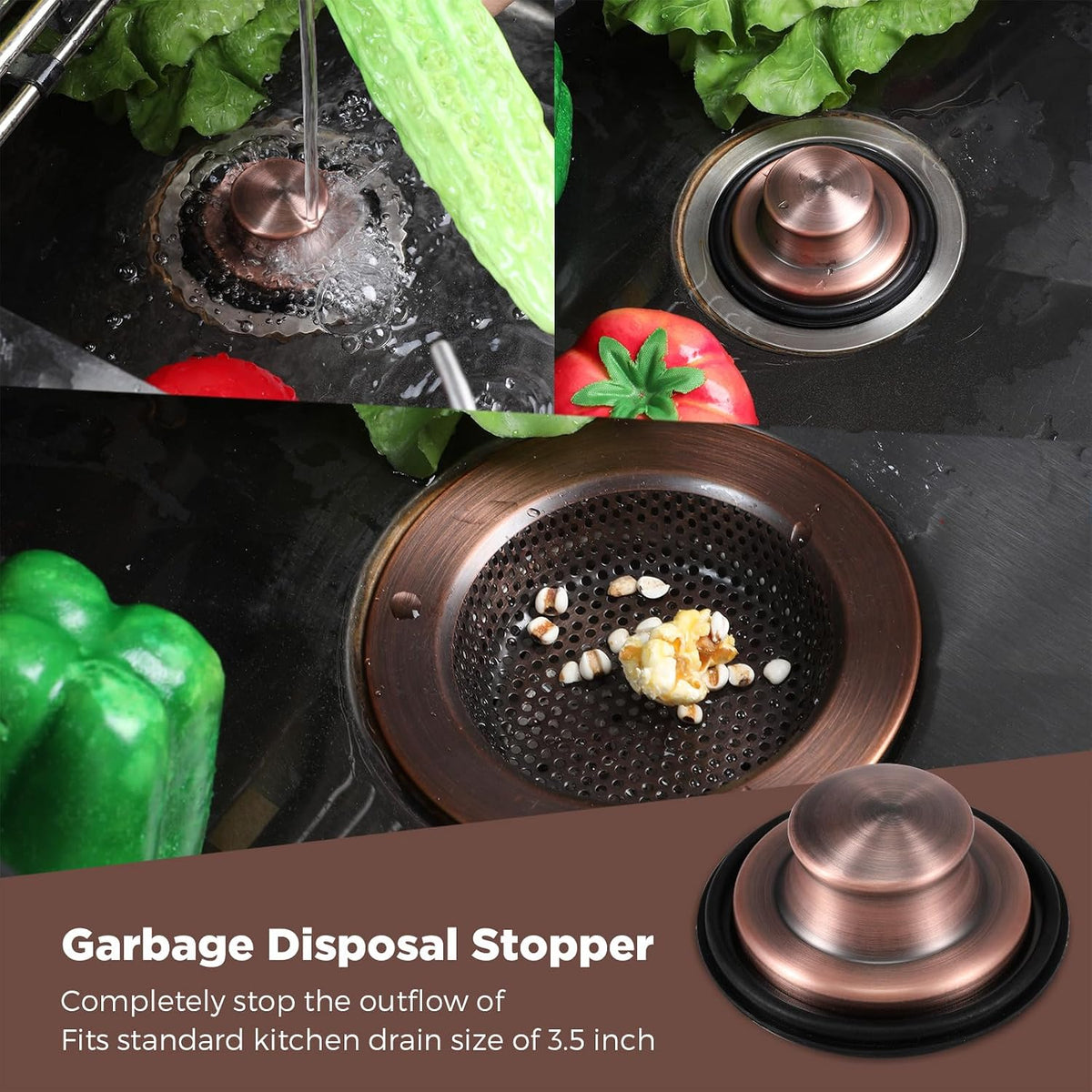 3 Pcs Sink Plug Stopper Disposal Drain Strainer,Silver