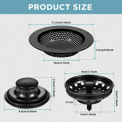 3 Pcs Sink Plug Stopper Disposal Drain Strainer,Silver