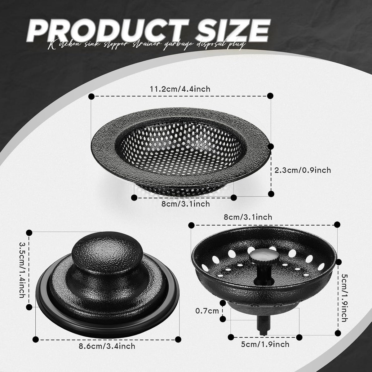 3 Pcs Sink Plug Stopper Disposal Drain Strainer,Silver
