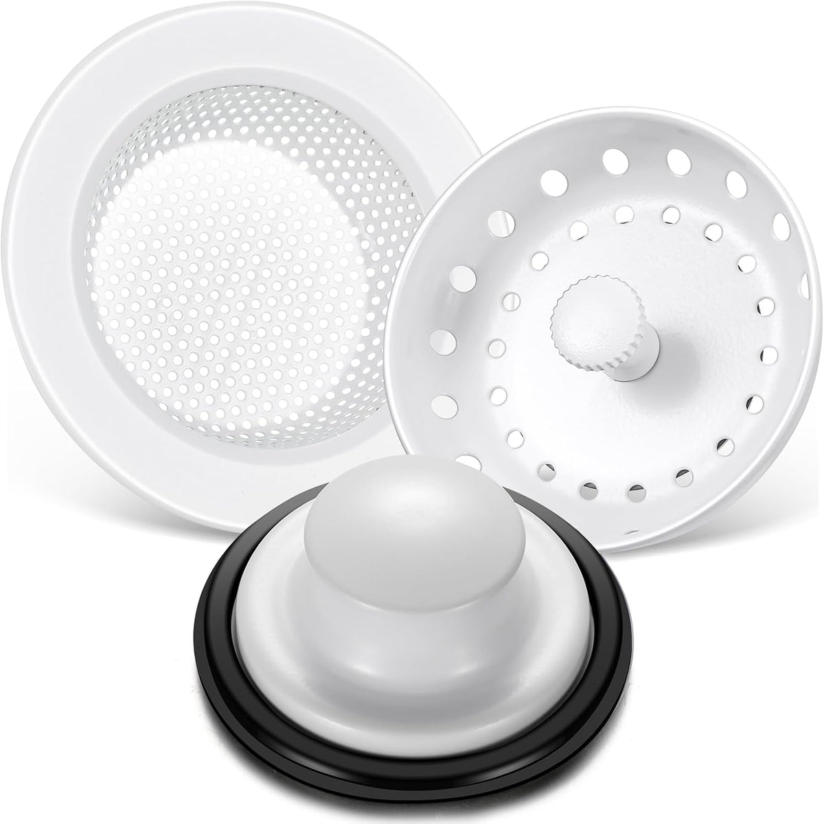 3 Pcs Sink Plug Stopper Disposal Drain Strainer,Silver