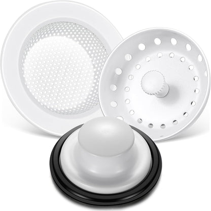 3 Pcs Sink Plug Stopper Disposal Drain Strainer,Silver