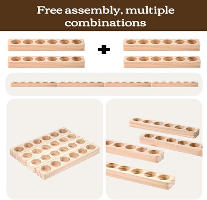 4 Pcs 1-Tier Wooden Essential Oil Display Storage Organizer Holder Stand - 6 Slots Natural Hard Pine Wood Rack - Holds up to 6 Aromatherapy Bottles - Ideal Gift Presentation Shelf #3