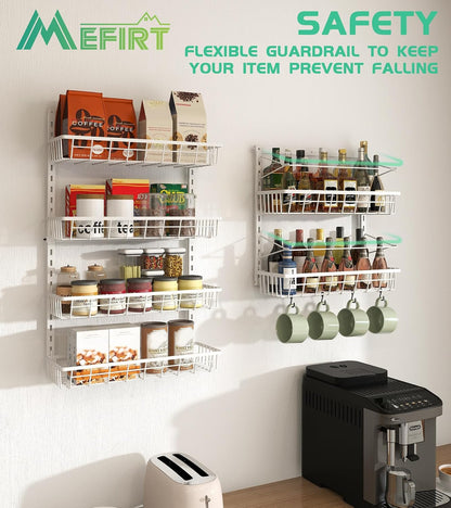 Over The Door Pantry Organizer, Pantry Storage and Organization | 6-Tier Adjustable Hanging Baskets, Metal Wall Mount Spice Rack Seasoning Shelves for Home & Kitchen, Laundry Bathroom - Black