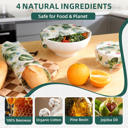 Cactus Beeswax Wraps, S/M/L 3 Pack Reusable Food Storage
