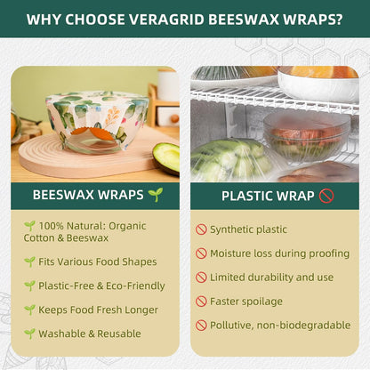 Cactus Beeswax Wraps, S/M/L 3 Pack Reusable Food Storage