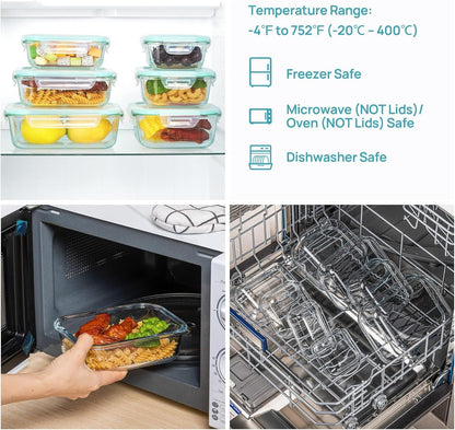 8 Pack Glass Food Storage Containers with Airtight Lids
