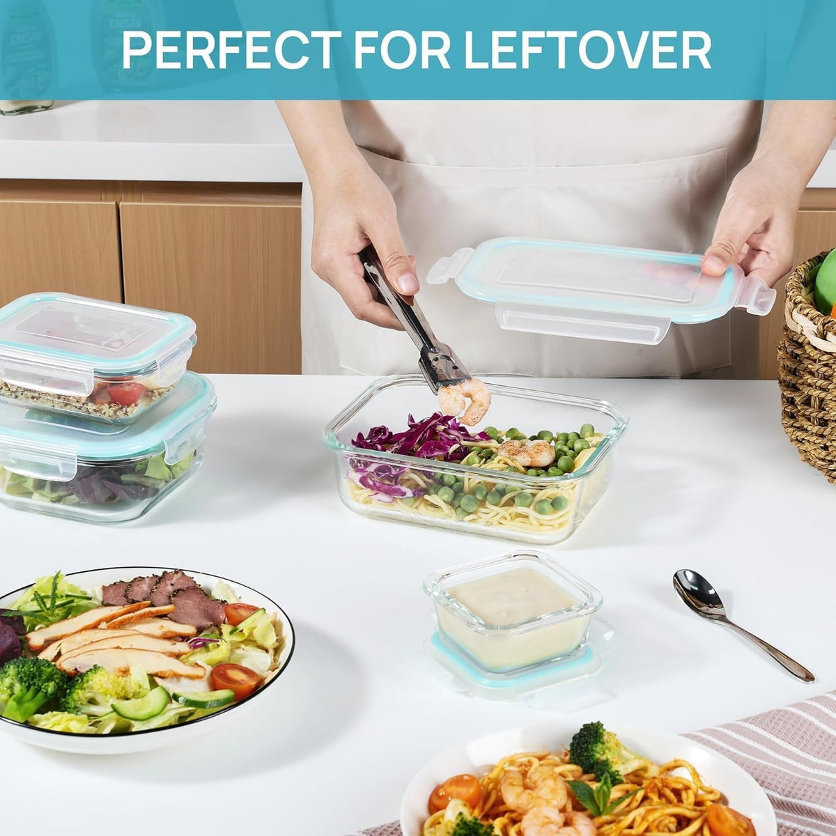 8 Pack Glass Food Storage Containers with Airtight Lids