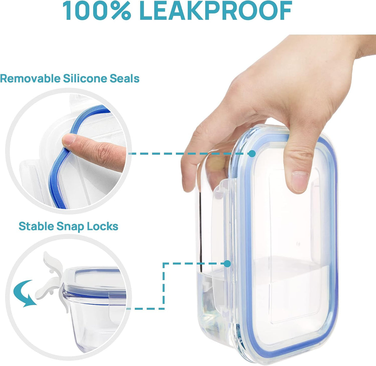 8 Pack Glass Food Storage Containers with Airtight Lids