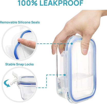 8 Pack Glass Food Storage Containers with Airtight Lids
