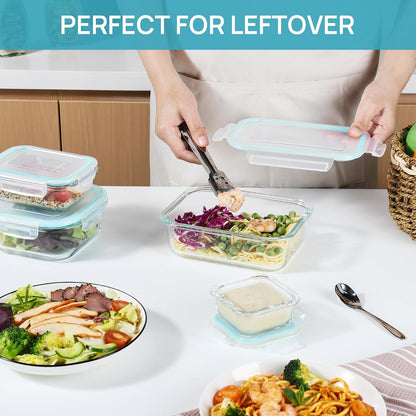 8 Pack Glass Food Storage Containers with Airtight Lids