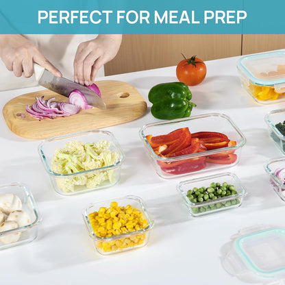 8 Pack Glass Food Storage Containers with Airtight Lids