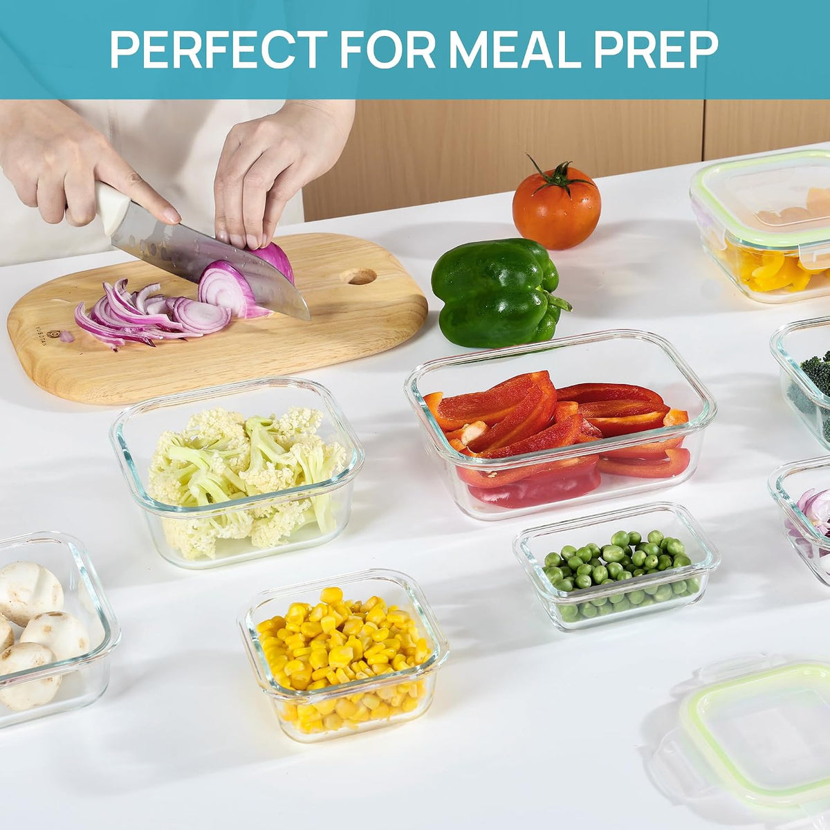 8 Pack Glass Food Storage Containers with Airtight Lids