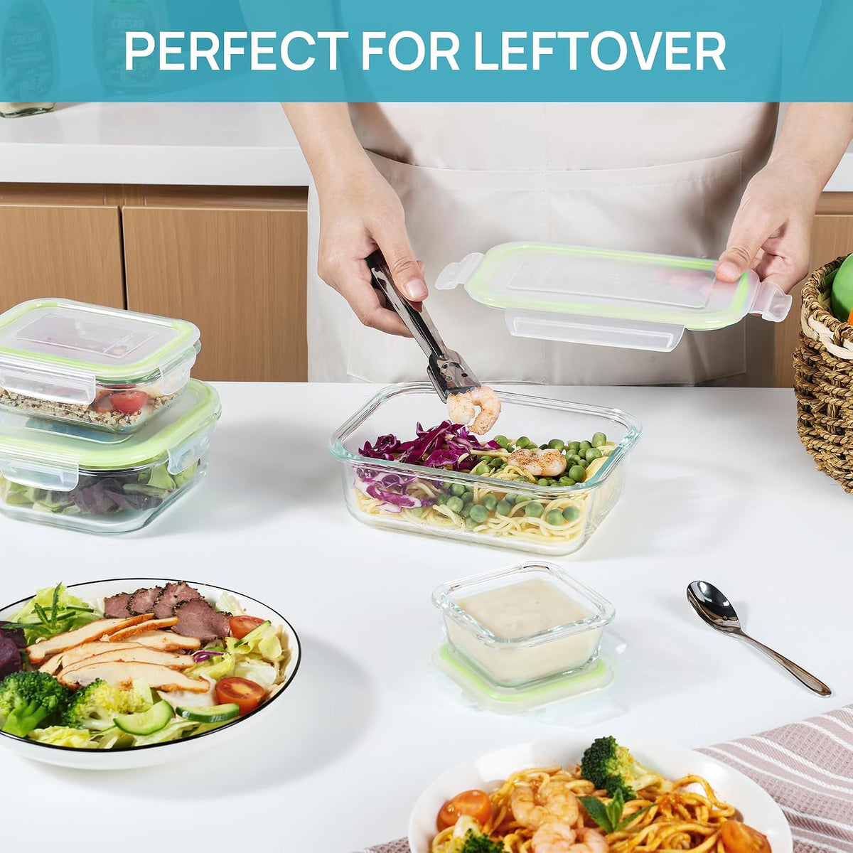 8 Pack Glass Food Storage Containers with Airtight Lids