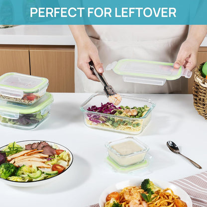 8 Pack Glass Food Storage Containers with Airtight Lids