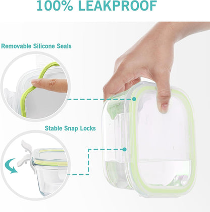 8 Pack Glass Food Storage Containers with Airtight Lids