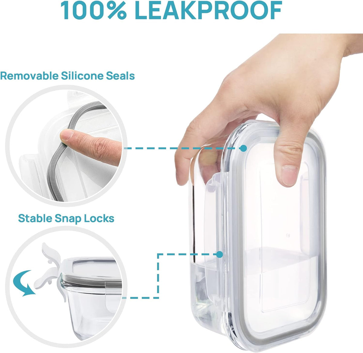 8 Pack Glass Food Storage Containers with Airtight Lids