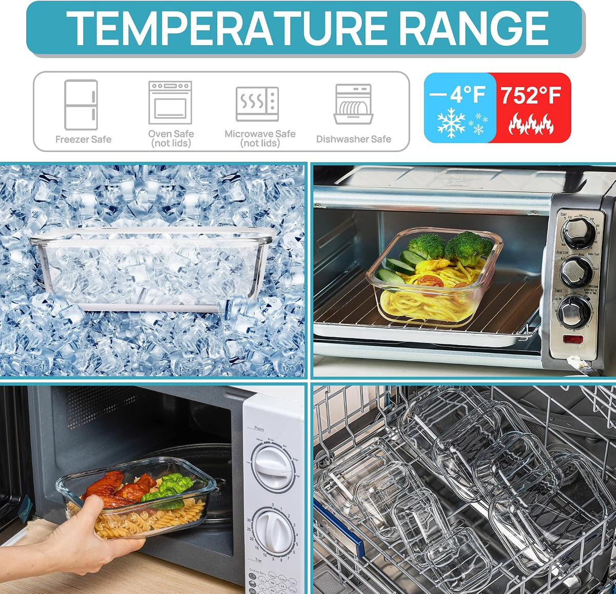 8 Pack Glass Food Storage Containers with Airtight Lids