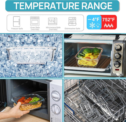 8 Pack Glass Food Storage Containers with Airtight Lids