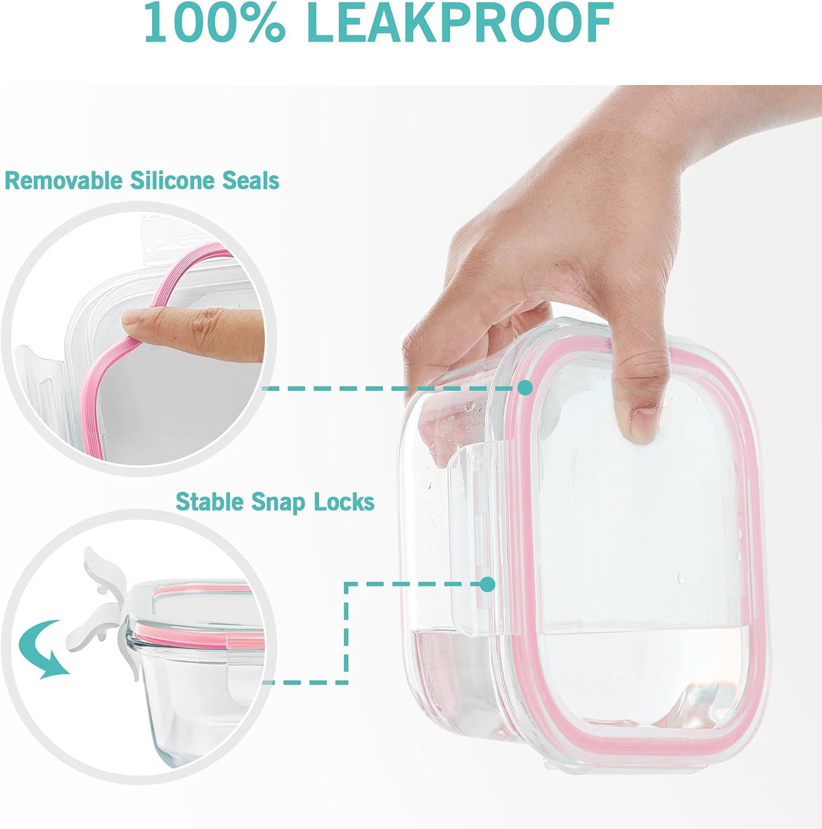 8 Pack Glass Food Storage Containers with Airtight Lids