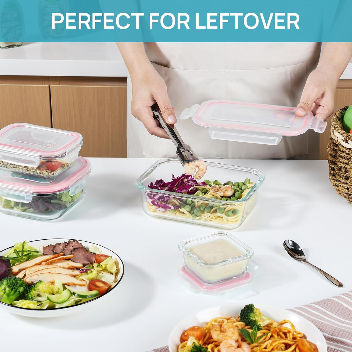 8 Pack Glass Food Storage Containers with Airtight Lids