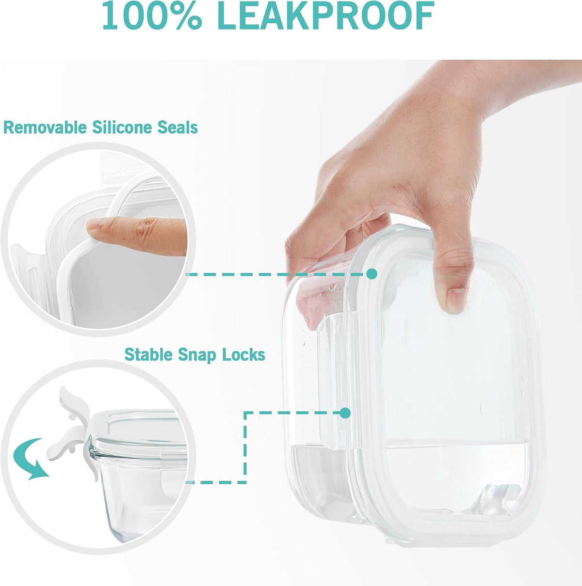 8 Pack Glass Food Storage Containers with Airtight Lids