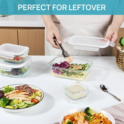 8 Pack Glass Food Storage Containers with Airtight Lids