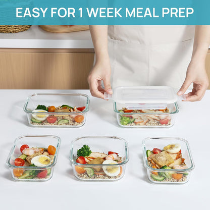 8 Pack Glass Food Storage Containers with Airtight Lids