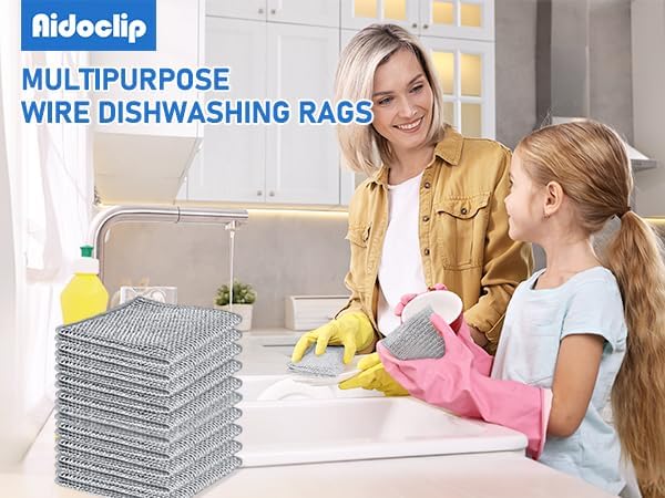 Non-Scratch Steel Wool Dishcloths Kitchen Scrubbers