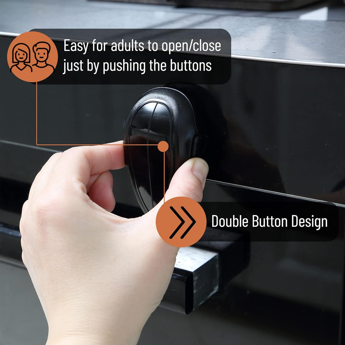 Oven Lock Child Safety, 1 Pack, Black, Heat-Resistant Oven Lock