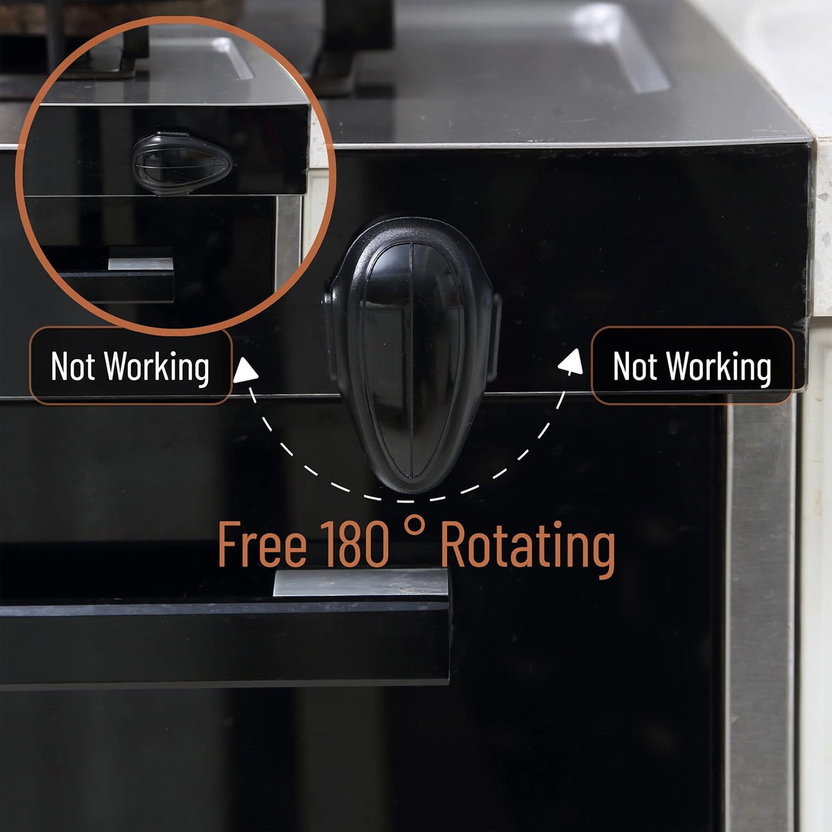 Oven Lock Child Safety, 1 Pack, Black, Heat-Resistant Oven Lock