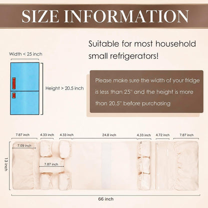 Mini Fridge Organizer Dorm Essentials - Over the Fridge Caddy Organizer, Dorm Room Storage, Mini Refrigerator Dust Cover Top with 12 Extra Large Fabric Pockets for Office Kitchen Home School, Grey