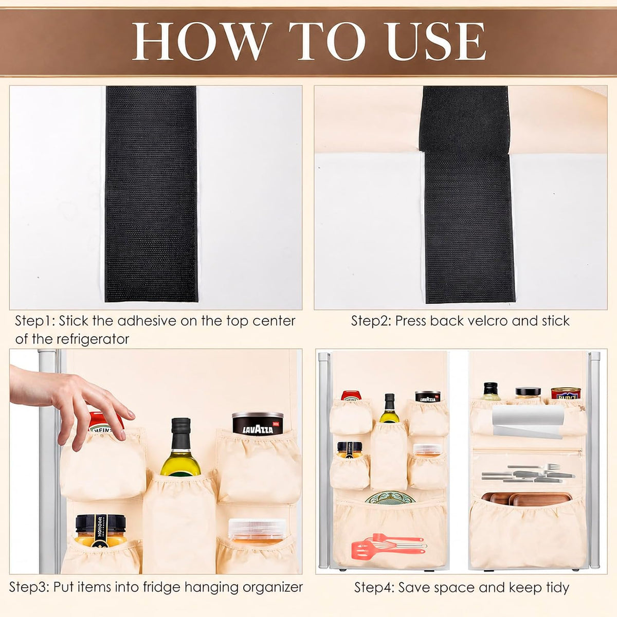 Mini Fridge Organizer Dorm Essentials - Over the Fridge Caddy Organizer, Dorm Room Storage, Mini Refrigerator Dust Cover Top with 12 Extra Large Fabric Pockets for Office Kitchen Home School, Grey