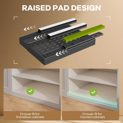 Pull out Cabinet Organizer 21"Deep with 4 Adjustable Dividers,Expandable（12.1"-20.4"W） Pots and Pans Organizer Under Cabinet with Raising Pad for Framed Cabinets,Slide out Drawers,White