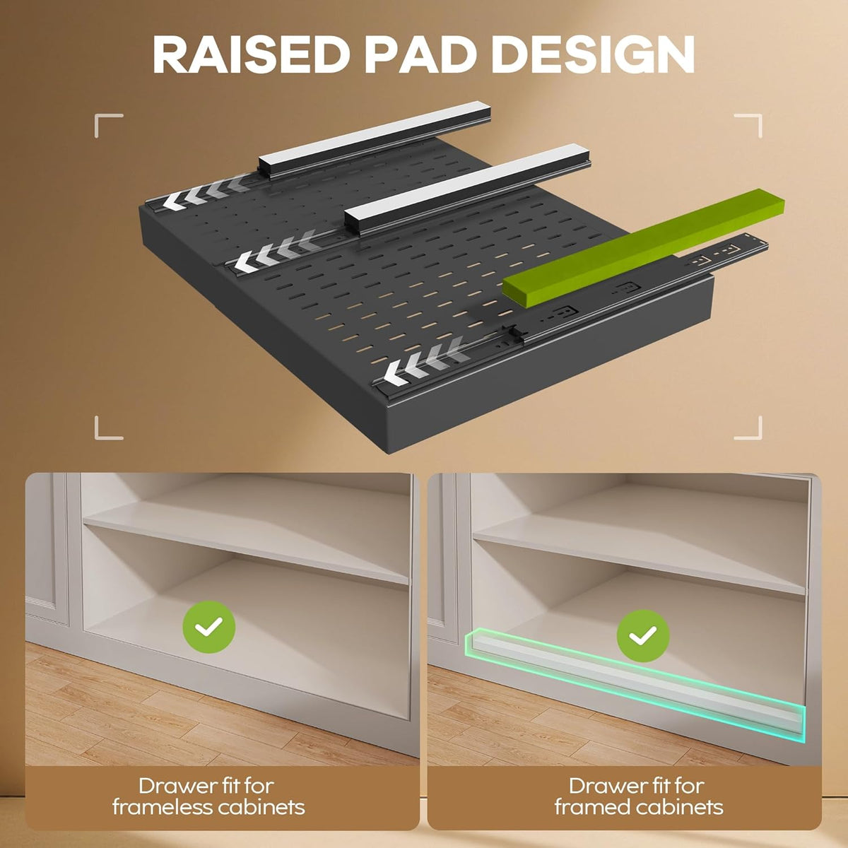 Pull out Cabinet Organizer 21"Deep with 4 Adjustable Dividers,Expandable（12.1"-20.4"W） Pots and Pans Organizer Under Cabinet with Raising Pad for Framed Cabinets,Slide out Drawers,White