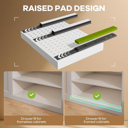 Pull out Cabinet Organizer 21"Deep with 4 Adjustable Dividers,Expandable（12.1"-20.4"W） Pots and Pans Organizer Under Cabinet with Raising Pad for Framed Cabinets,Slide out Drawers,White