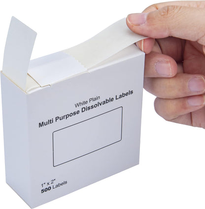 500 Pcs Blank White 1 x 2 Inch Dissolvable Labels