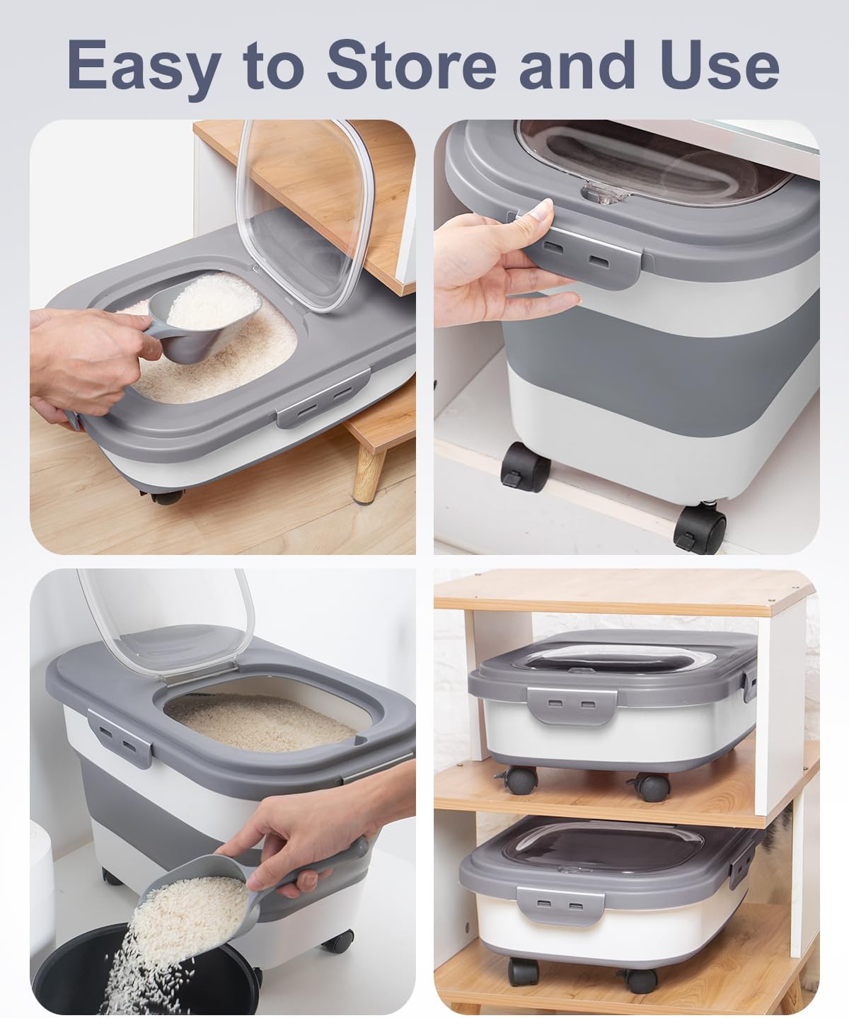 20-30 Lbs Rice Storage Container,Collapsible Food Storage Containers