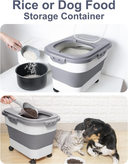20-30 Lbs Rice Storage Container,Collapsible Food Storage Containers