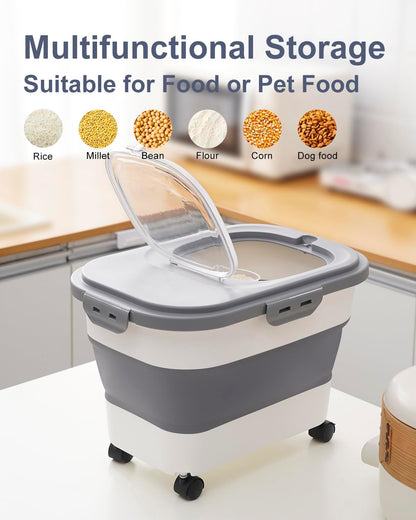 20-30 Lbs Rice Storage Container,Collapsible Food Storage Containers