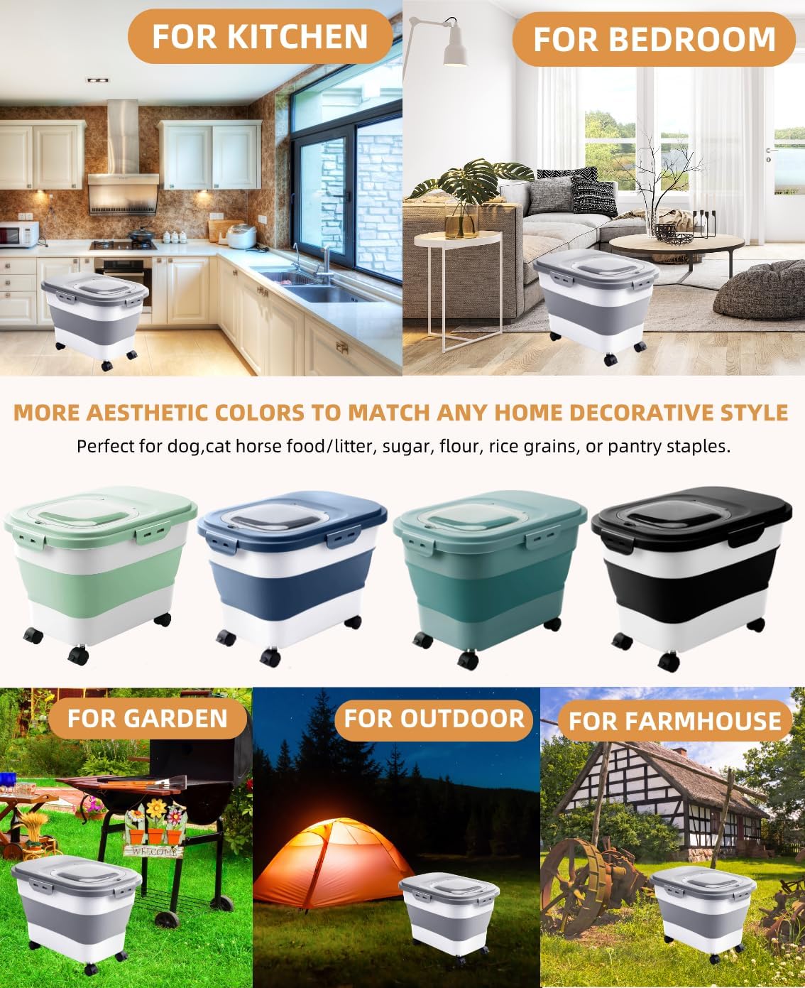 20-30 Lbs Rice Storage Container,Collapsible Food Storage Containers