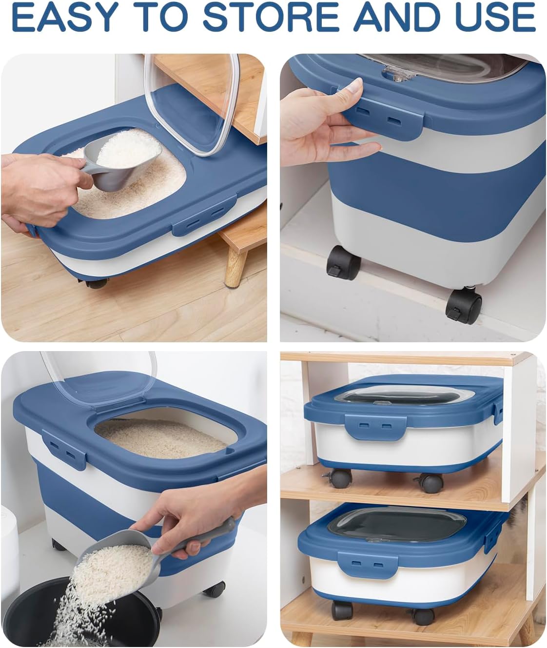20-30 Lbs Rice Storage Container,Collapsible Food Storage Containers