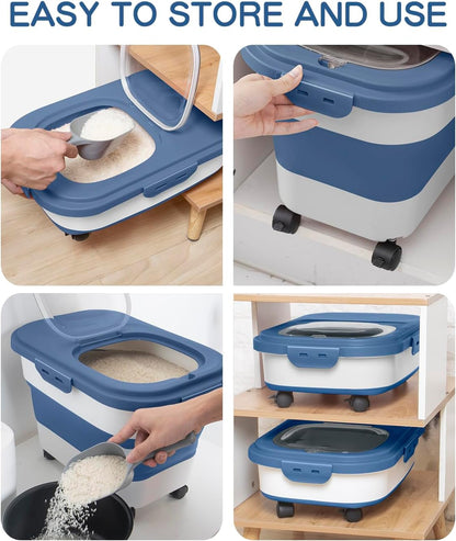 20-30 Lbs Rice Storage Container,Collapsible Food Storage Containers