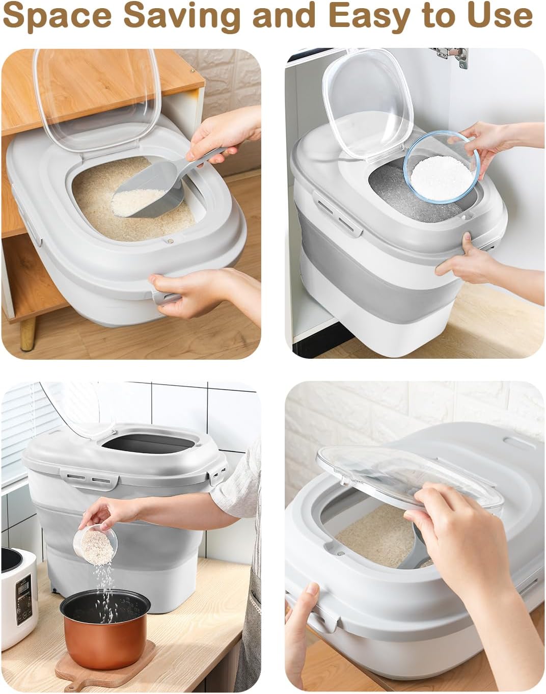 20-30 Lbs Rice Storage Container,Collapsible Food Storage Containers