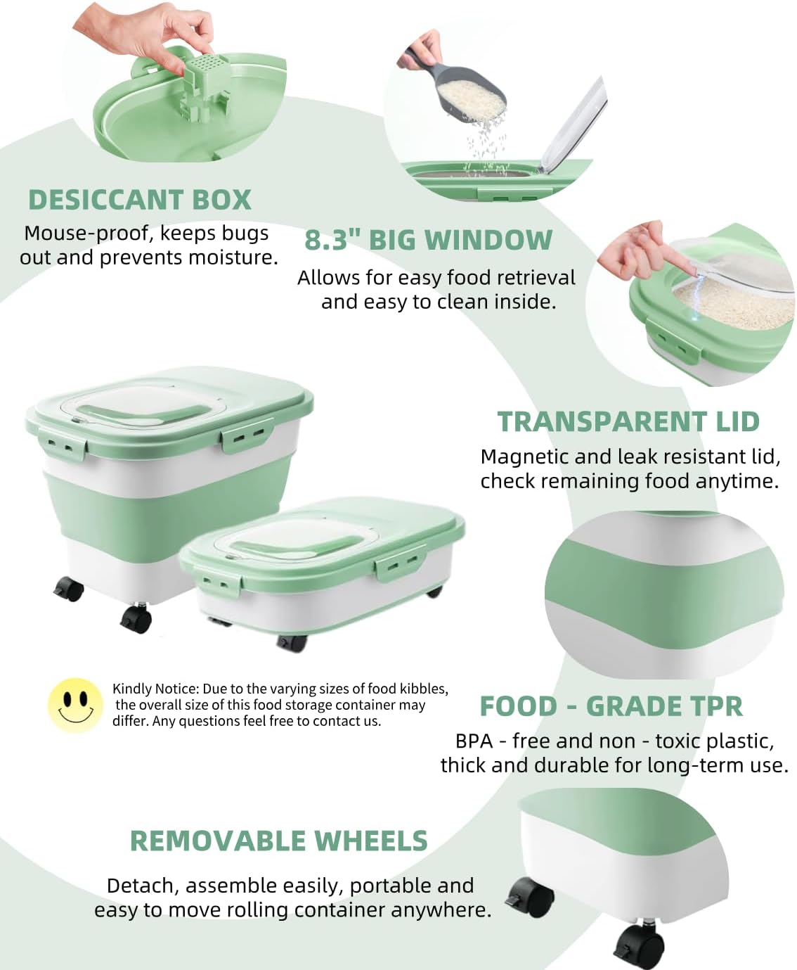 20-30 Lbs Rice Storage Container,Collapsible Food Storage Containers