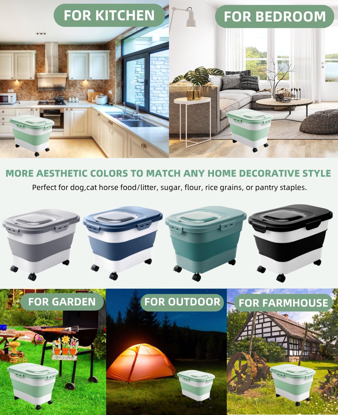 20-30 Lbs Rice Storage Container,Collapsible Food Storage Containers
