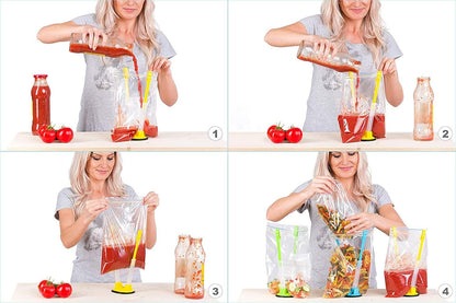 Baggy Rack For Ziploc Bag Holder, Food Prep & Freezer Bag Holders, 6 Pack/6 Color