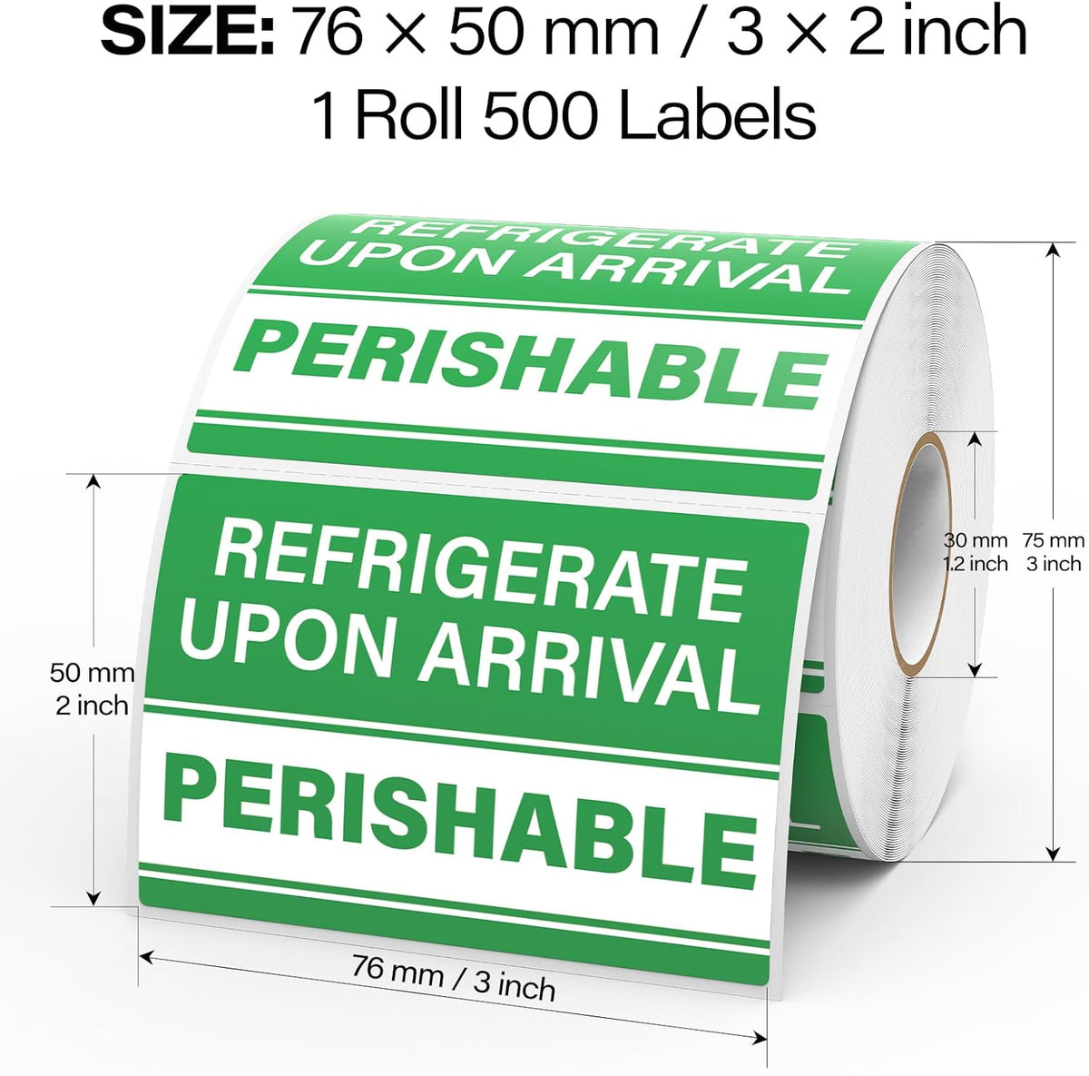 500 Pcs Waterproof Perishable Stickers for Shipping 3 × 2 Inch Perishable Refrigerate Upon Arrival Labels Green Keep Refrigerated Warning Stickers Packing Labels for Food Delivery Cold Chain