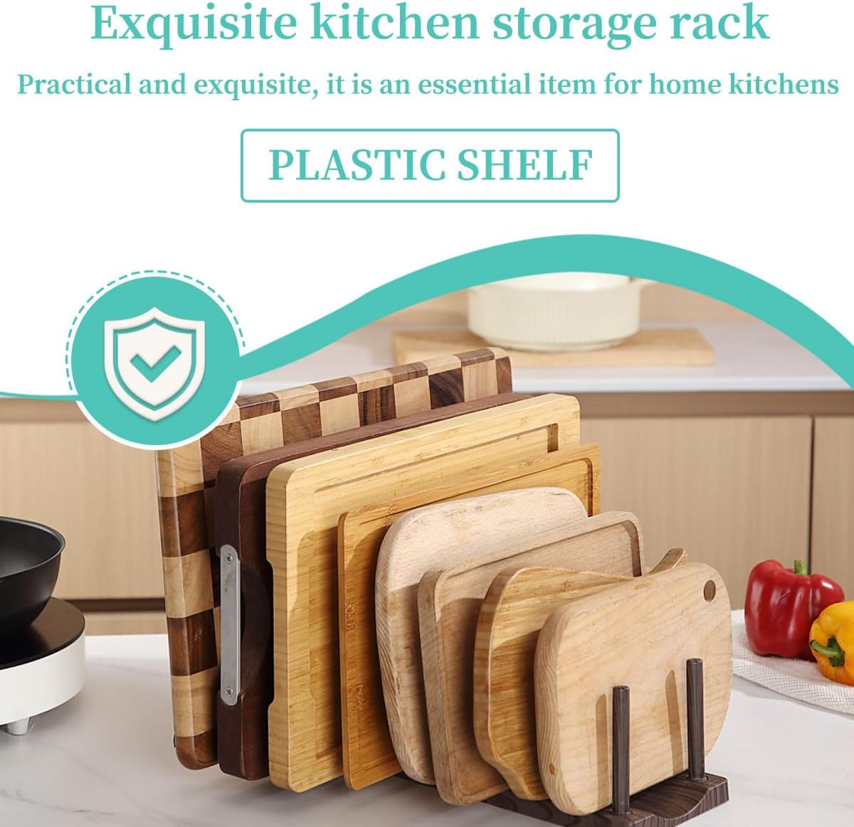 Dish Rack 14", Adjustable Vertical Plate & Lid Organizer for Kitchen Cabinet or Countertop, Drying Stand for Dishes, Cutting Boards, Pot Lids, Food Container Lids, Cups, Bakeware & Books