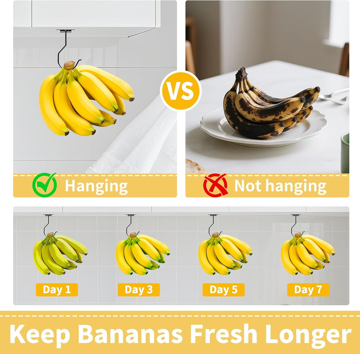 Self Adhesive Banana Hook Under Cabinet Folding Banana Hanger Holder
