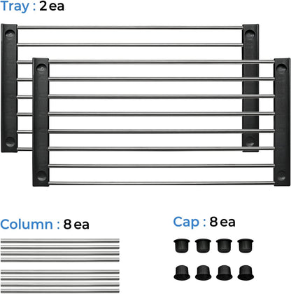 Set of 2 Stackable Cabinet Organizer Shelf 9.8 x 7.8 x 6.1 White | Kitchen Counter Shelves, Kitchen Cabinet Organizers and Storage, Pantry Storage Shelf Organizer